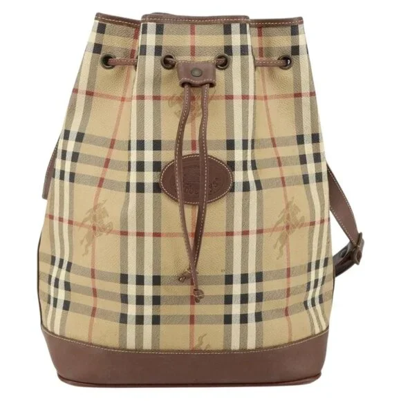 Authentic Burberrys Nova Check Shoulder Bag PVC Beige Gold - Picture 5 of 16